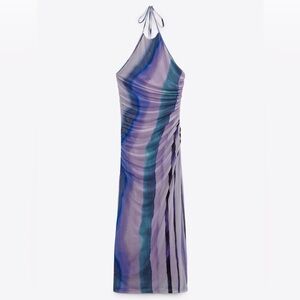 Zara Multicolor Halter Maxi Dress tulle